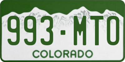CO license plate 993MTO