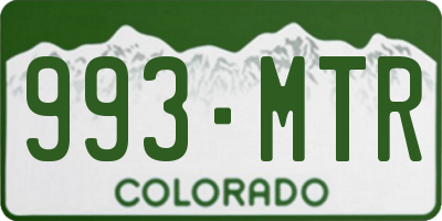 CO license plate 993MTR