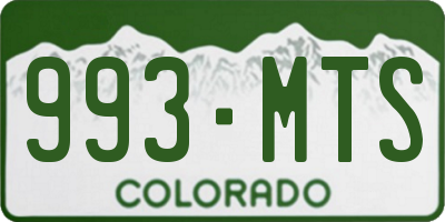 CO license plate 993MTS