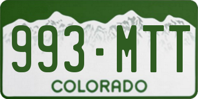 CO license plate 993MTT