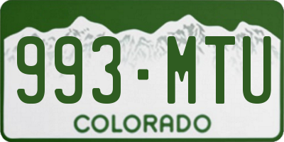 CO license plate 993MTU