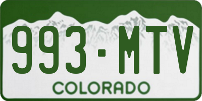 CO license plate 993MTV