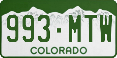 CO license plate 993MTW