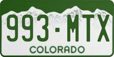 CO license plate 993MTX