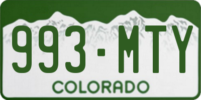CO license plate 993MTY