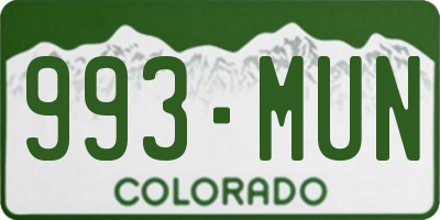 CO license plate 993MUN