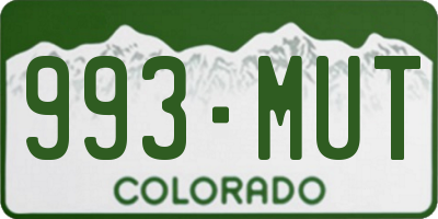 CO license plate 993MUT