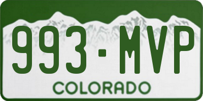 CO license plate 993MVP