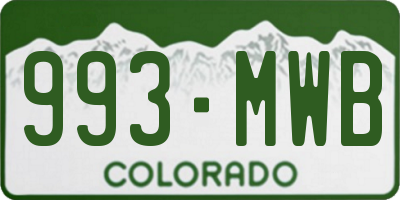 CO license plate 993MWB