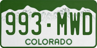 CO license plate 993MWD