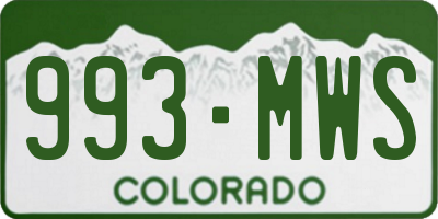 CO license plate 993MWS