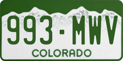 CO license plate 993MWV