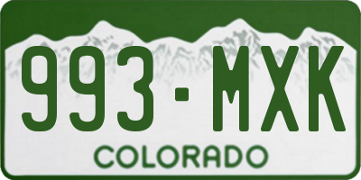 CO license plate 993MXK