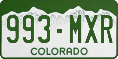 CO license plate 993MXR