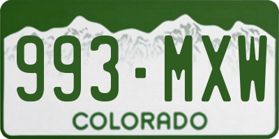 CO license plate 993MXW