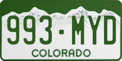 CO license plate 993MYD