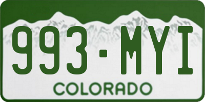 CO license plate 993MYI