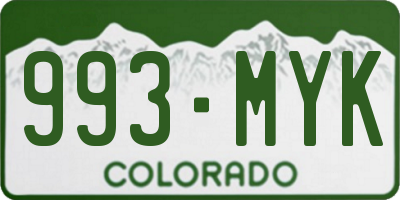 CO license plate 993MYK