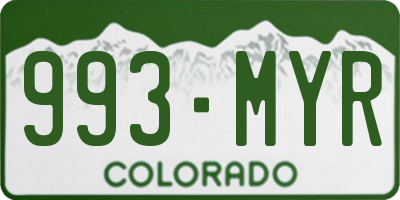 CO license plate 993MYR