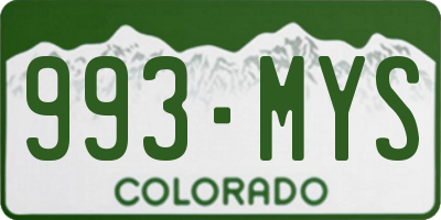 CO license plate 993MYS
