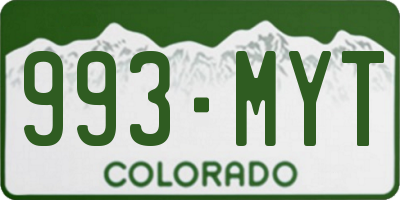 CO license plate 993MYT