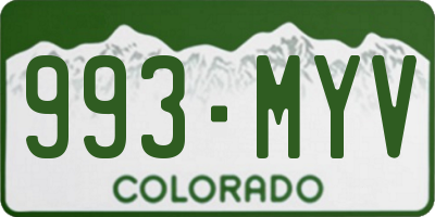 CO license plate 993MYV