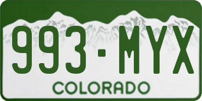 CO license plate 993MYX