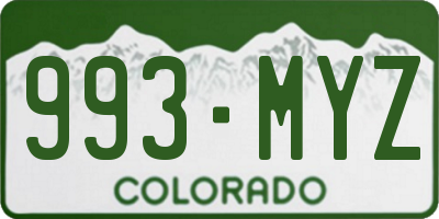 CO license plate 993MYZ