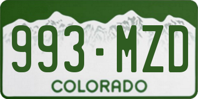 CO license plate 993MZD