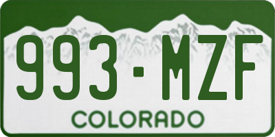 CO license plate 993MZF