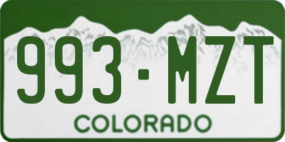 CO license plate 993MZT