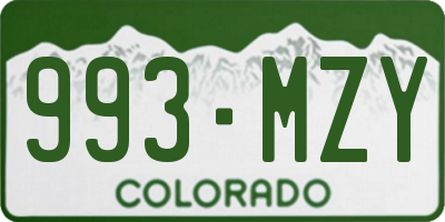 CO license plate 993MZY