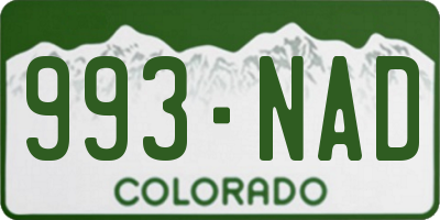 CO license plate 993NAD
