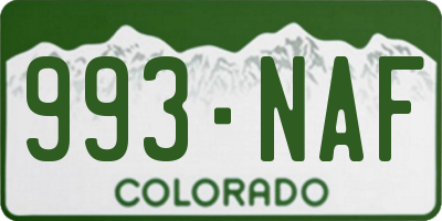 CO license plate 993NAF