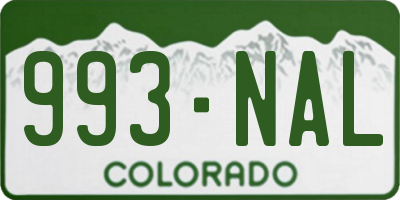 CO license plate 993NAL