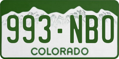 CO license plate 993NBO