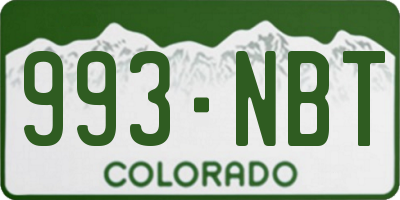 CO license plate 993NBT