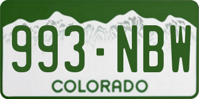 CO license plate 993NBW