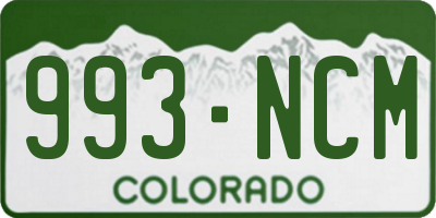 CO license plate 993NCM