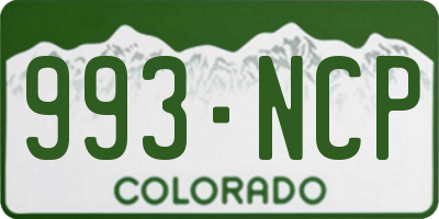 CO license plate 993NCP