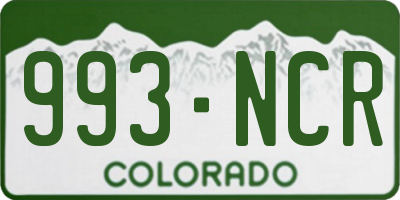 CO license plate 993NCR