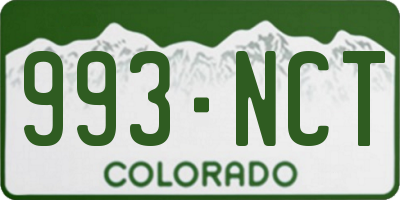 CO license plate 993NCT