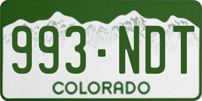 CO license plate 993NDT