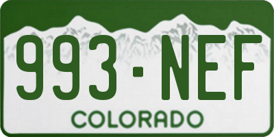 CO license plate 993NEF