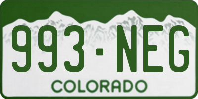 CO license plate 993NEG