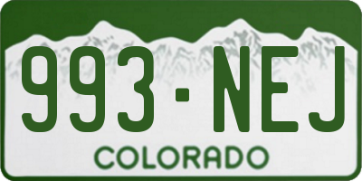 CO license plate 993NEJ