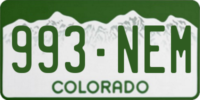 CO license plate 993NEM