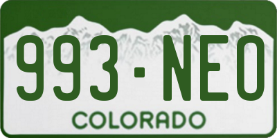 CO license plate 993NEO