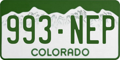 CO license plate 993NEP