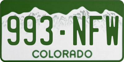 CO license plate 993NFW